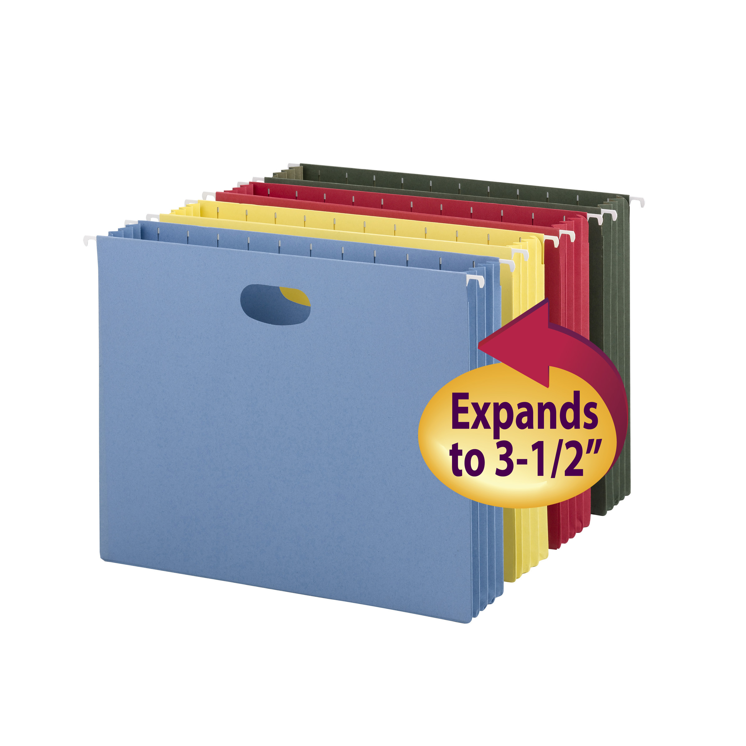 Smead 64290  Hanging Pocket, 3-1/2" Expansion, Letter Size, Assorted Colors, Carton of 48