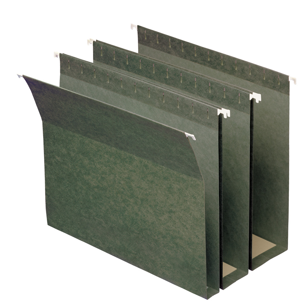 Smead 64259  Box Bottom Hanging File Folders, 2" Expansion, Letter Size, Standard Green, Total of 125