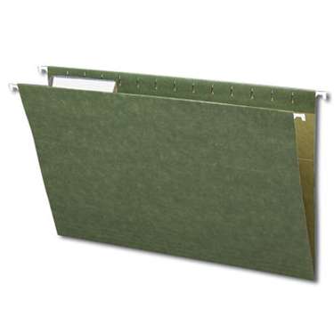 Smead 64135  Hanging File Folder with Tab,  1/3- Cut Adjustable Tab, Legal Size, Standard Green, Total of 125
