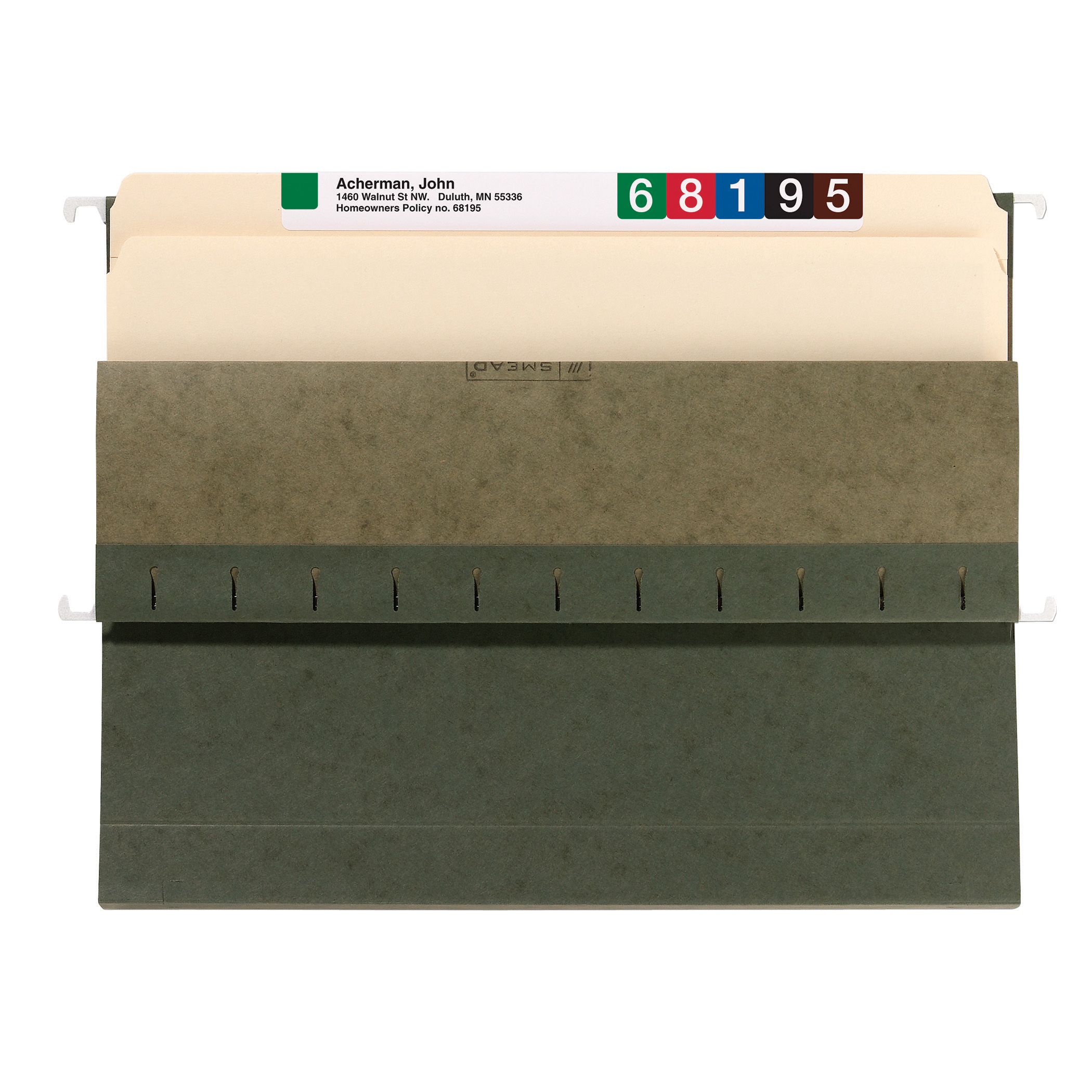 Smead 65090  100% Recycled Hanging Box Bottom File Folder, 2" Expansion, Letter Size, Standard Green, 25 per Box (65090)