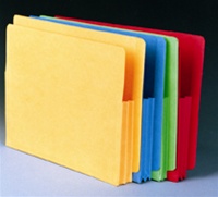 Colored Accordion Expansion Pockets with Fiber Side Gusset - Legal Size - 3-1/2" Accordion Expansion -  Offered in 5 colors - 100/Box