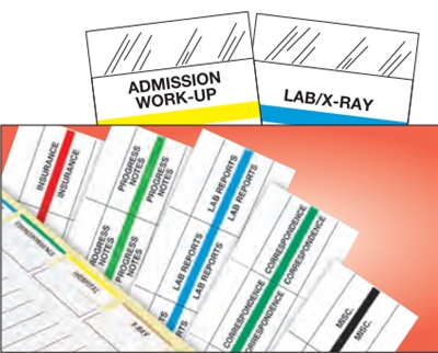 Patient Chart Index Tabs -  "Hospital" - Yellow - 1-1/4" Tabs - 100/Package