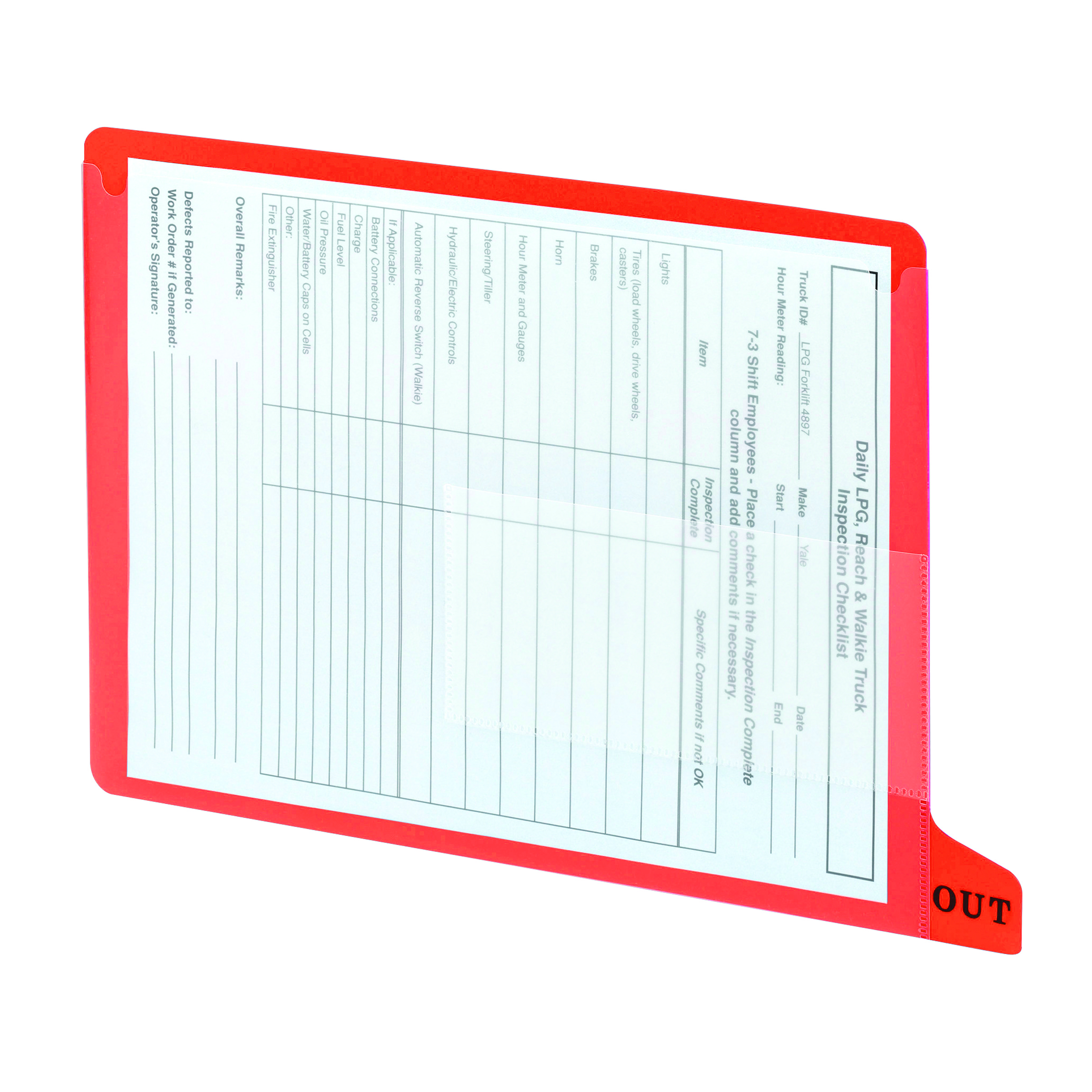 Smead 61950  End Tab Poly Out Guide, Two Pocket, Bottom Position Tab, Letter Size, Red, 25 per Box (61950)