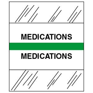 Tabbies 54532 - Patient Chart Index Tabs/Labels -  "Medications" - Light Green -  1/2" H x 1-1/4" W - 100/Pack