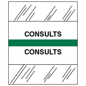 Tabbies 54523 - Patient Chart Index Tabs/Labels -  "Consults" - Green - 1/2" H x 1-1/4"W - 100/Pack