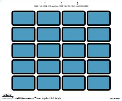 Exhibits-U-Create Blue Labels - 1-5/8" W x 1" H - 240/Pkg