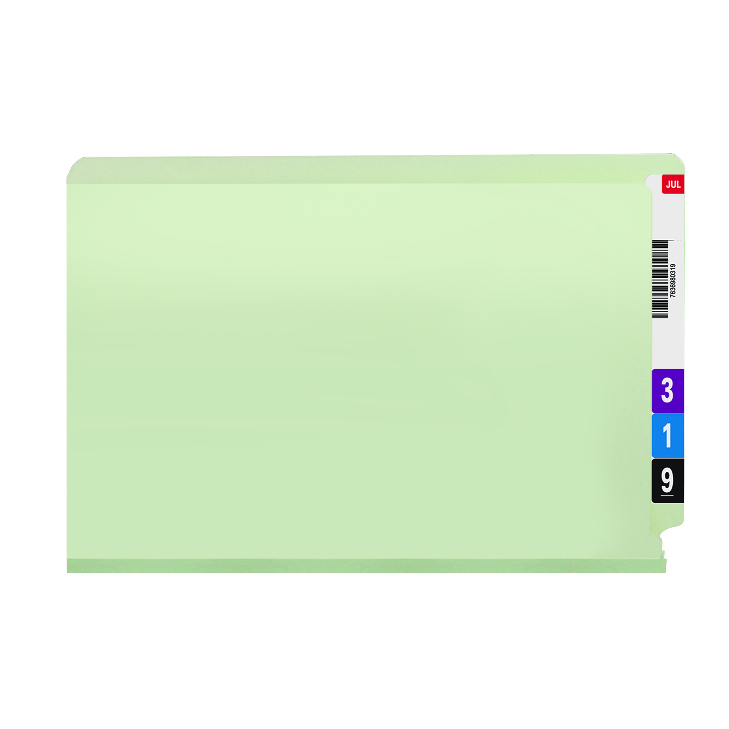 Smead 37705  End Tab Pressboard Fastener Folder with SafeSHIELD Fasteners in Positions 1 & 3, LEGAL Size, Gray/Green - 1" Expansion  - Carton of 125