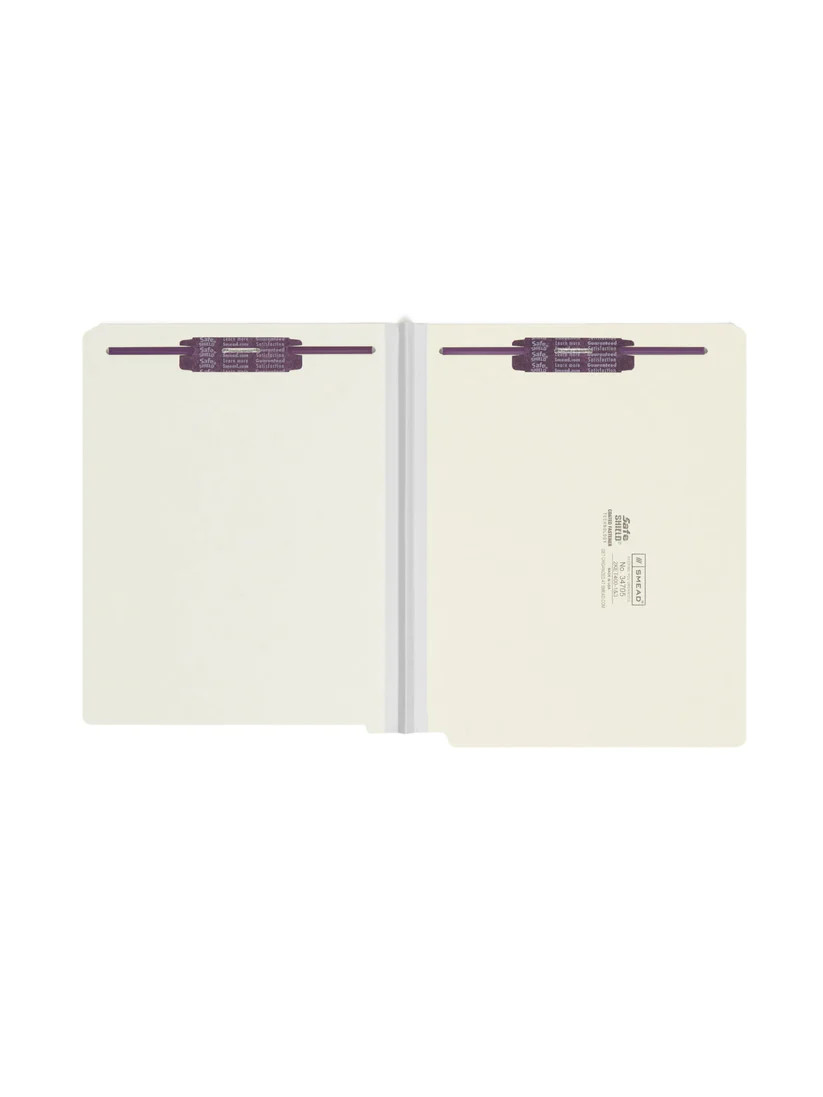 Smead 37705  End Tab Pressboard Fastener Folder with SafeSHIELD Fasteners in Positions 1 & 3, LEGAL Size, Gray/Green - 1" Expansion  - Carton of 125