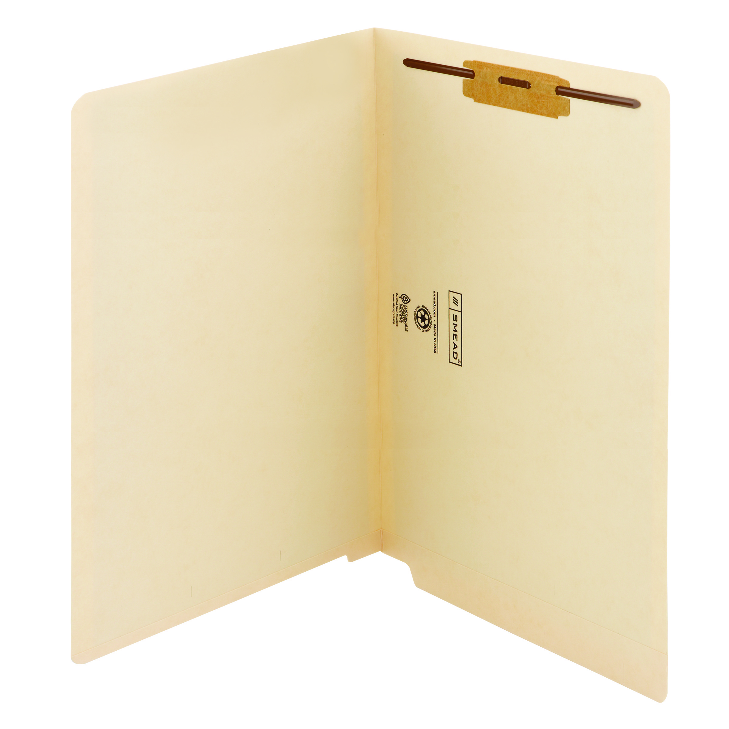 Smead End Tab Fastener File Folder, Shelf-Master Reinforced Straight-Cut Tab, 1 Fastener, Legal Size, Manila, 50 per Box (37110) - 5 Boxes