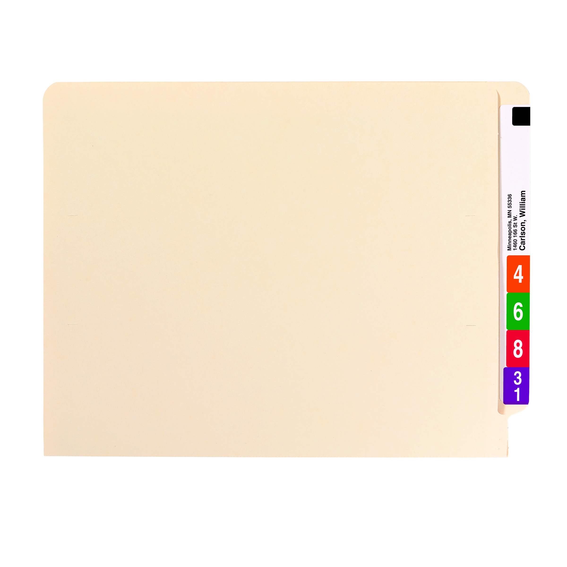 Smead 34215  End Tab Fastener File Folder, Shelf-Master Reinforced Straight-Cut Tab, 2 Fasteners, Letter Size, Manila, Total of 250