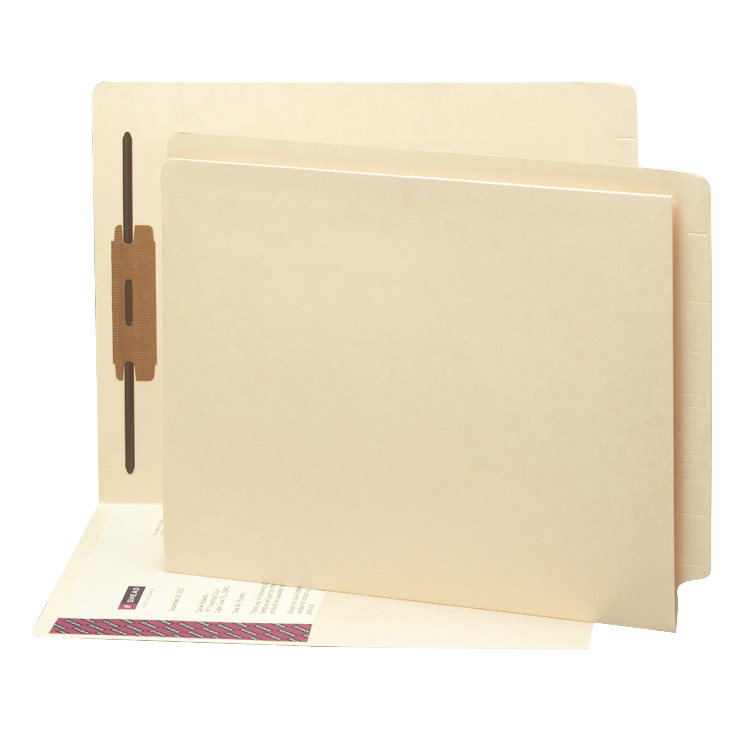Smead 34100 End Tab Pocket Folder with Fastener in Position 1, Straight-Cut Tab, 1/2 Pocket inside front, Letter Size, 11 Pt. Manila - 50/Carton