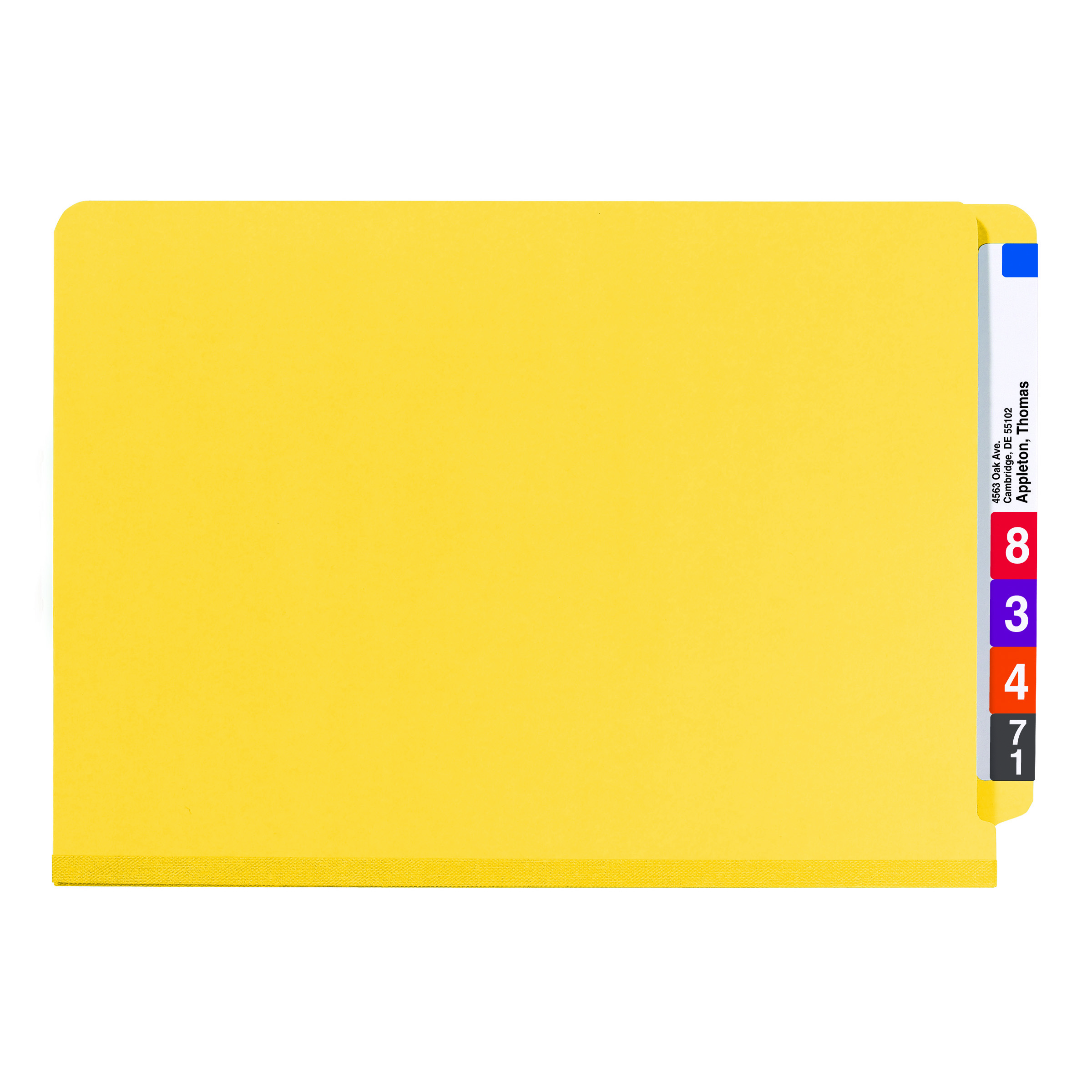 Smead 29789  End Tab Pressboard Classification Folder with SafeSHIELD Fasteners, 2 Dividers, Legal, Yellow (29789)