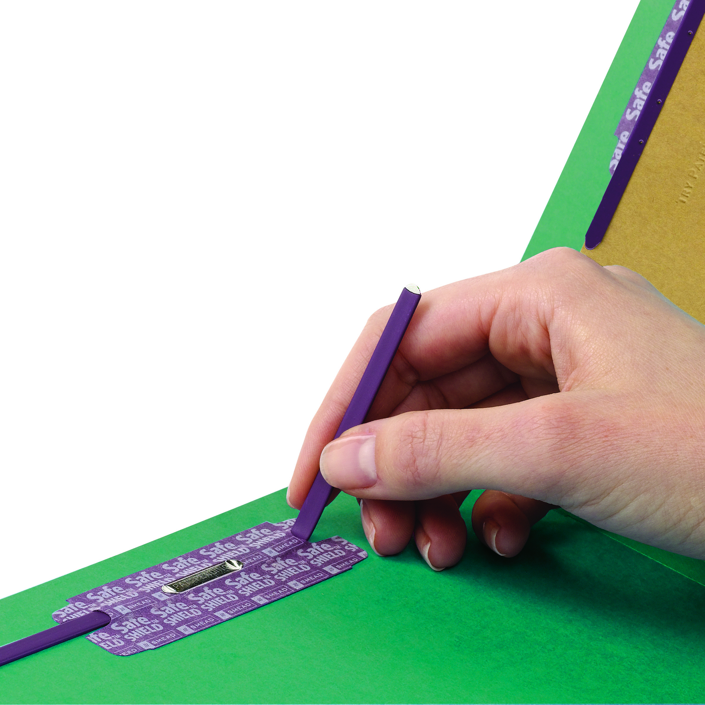 Smead 29785  End Tab Pressboard Classification Folder with SafeSHIELD Fasteners, 2 Dividers, Legal, Green (29785)
