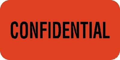 "Confidential" Label 1-1/2"W x 3/4"H -   Fl. Red - 250/Roll