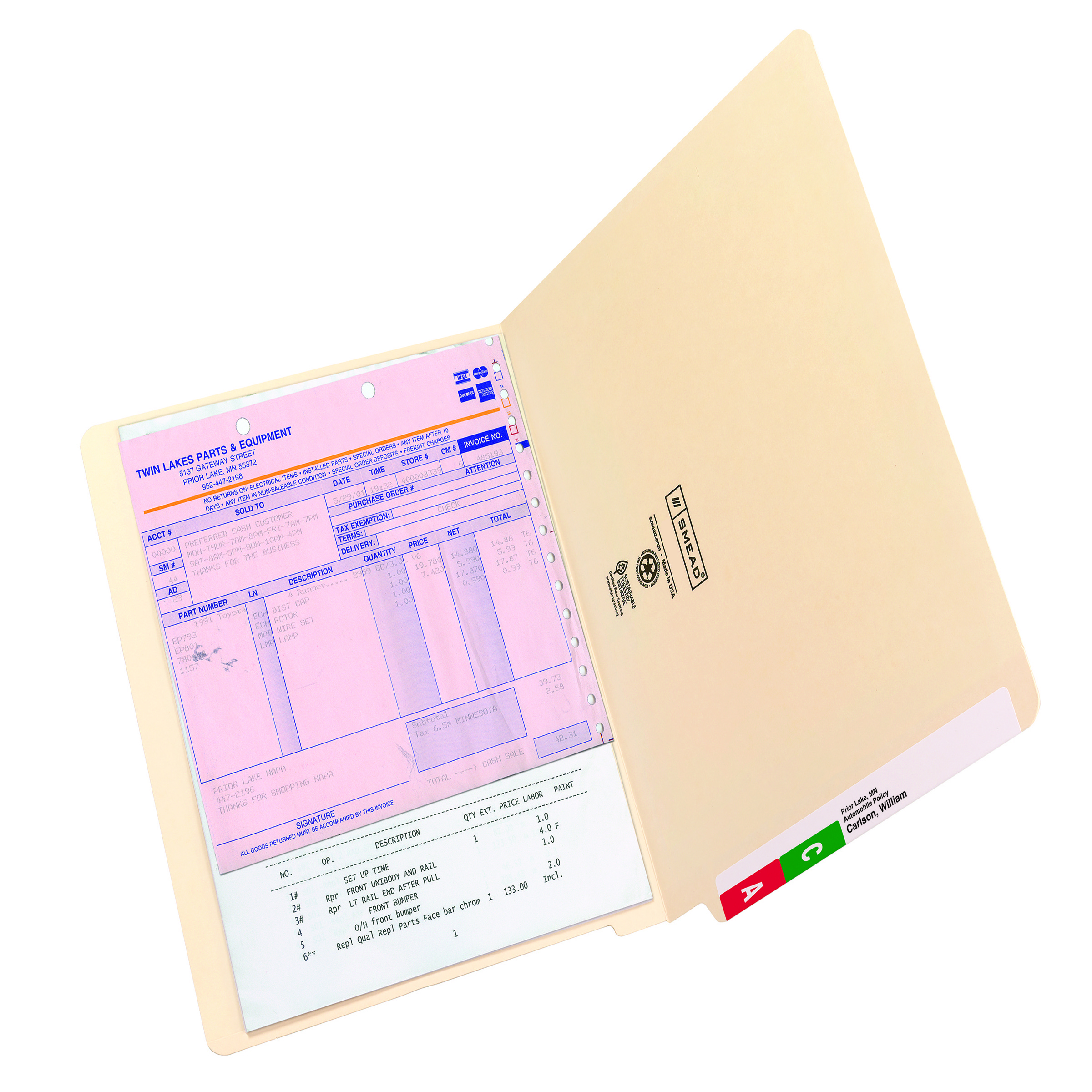 Smead 27110  End Tab File Folder, Shelf-Master Reinforced Straight-Cut Tab, Legal Size, Manila,  Total of 500