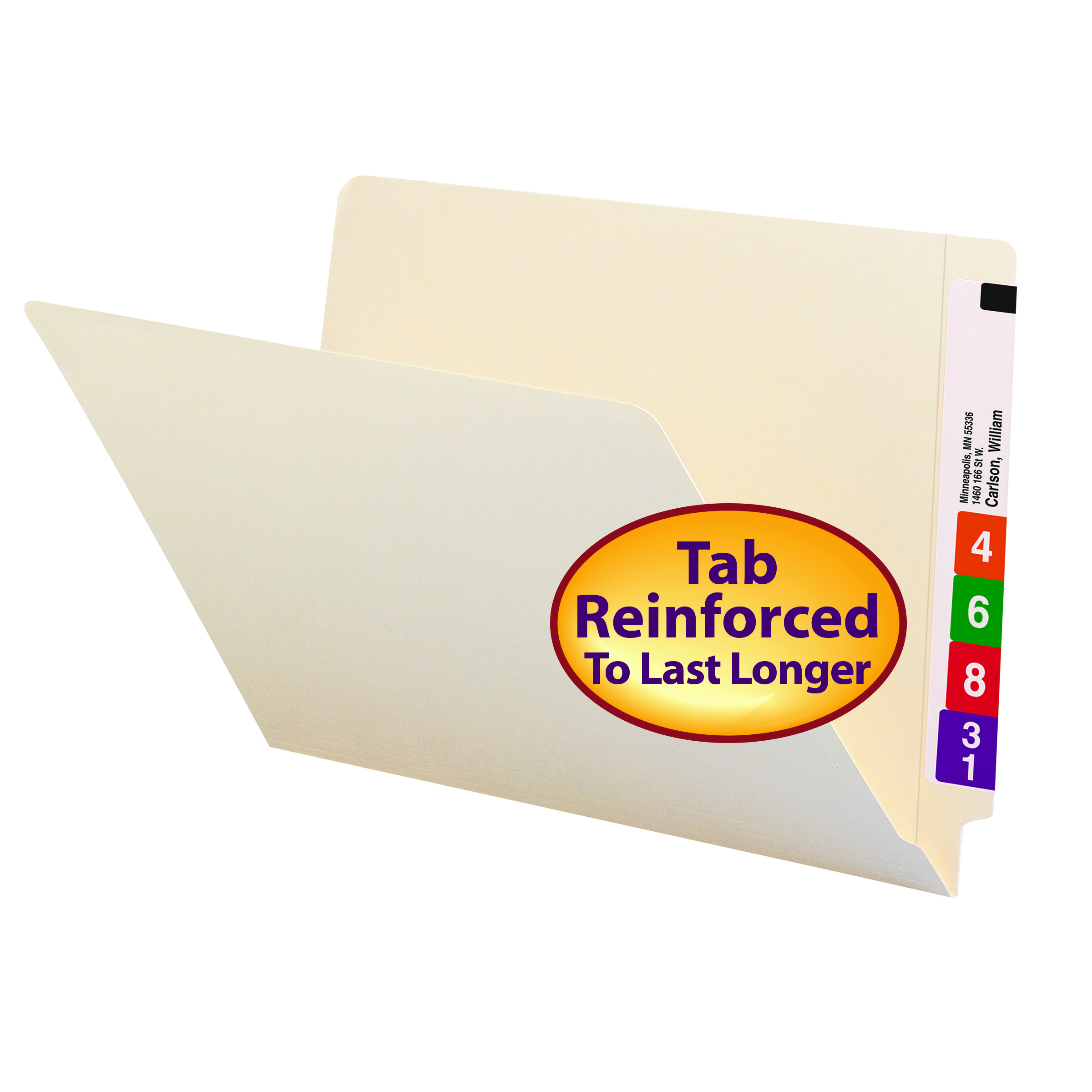 Smead 27110  End Tab File Folder, Shelf-Master Reinforced Straight-Cut Tab, Legal Size, Manila,  Total of 500