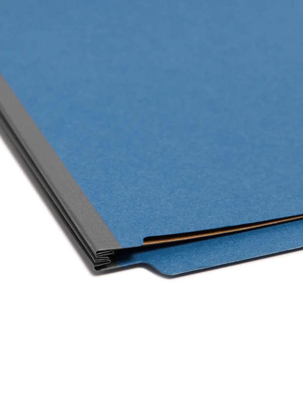 Smead 29784  End Tab Pressboard Classification Folder with SafeSHIELD Fasteners, 2 Dividers, Legal, Dark Blue - 10/Box  (29784)