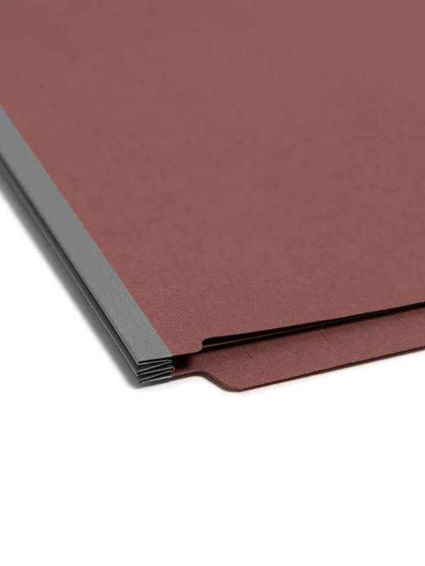 Smead 26865  RED End Tab Pressboard Classification Folder with SafeSHIELD Fasteners, 3 Dividers - Letter Size - 10/Box