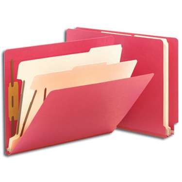 Smead End Tab Classification File Folder, 2 Divider, 2" Expansion, Letter Size, Red, 10 per Box (26838) - 5 Boxes