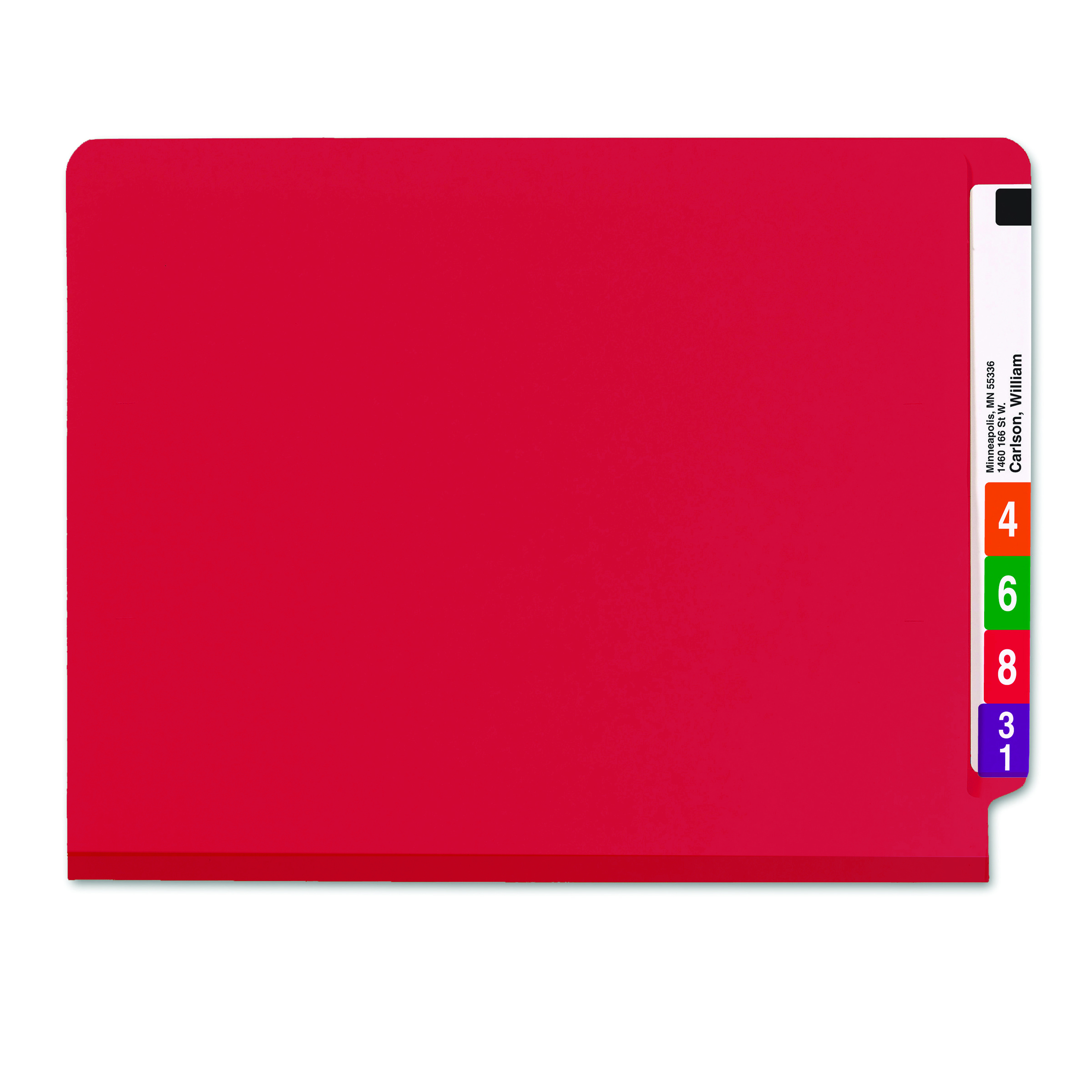 Smead 26838  End Tab Classification File Folder, 2 Divider, 2" Expansion, Letter Size, Red,  Total of 50