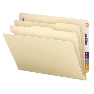 Smead 26835  End Tab Classification File Folder with 2 Dividers -  2" Expansion -  Letter Size - 18 PT. Manila Stock -  Fasteners - 50/Box