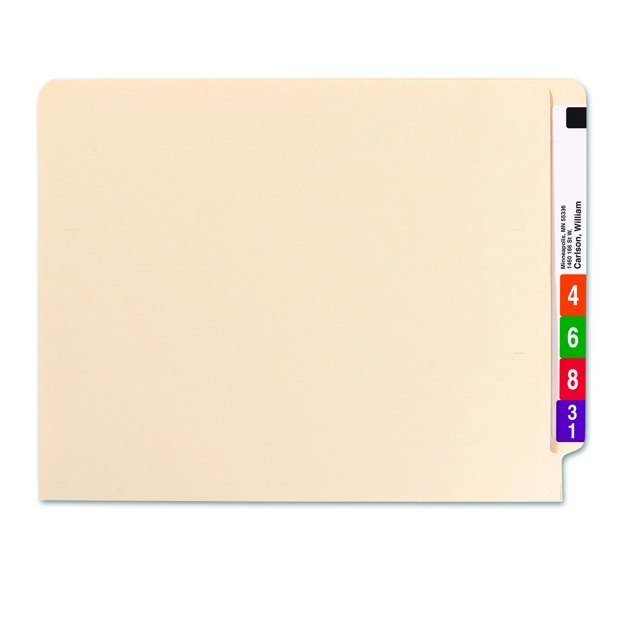 Smead 26835  End Tab Classification File Folder with 2 Dividers -  2" Expansion -  Letter Size - 18 PT. Manila Stock -  Fasteners - 50/Box