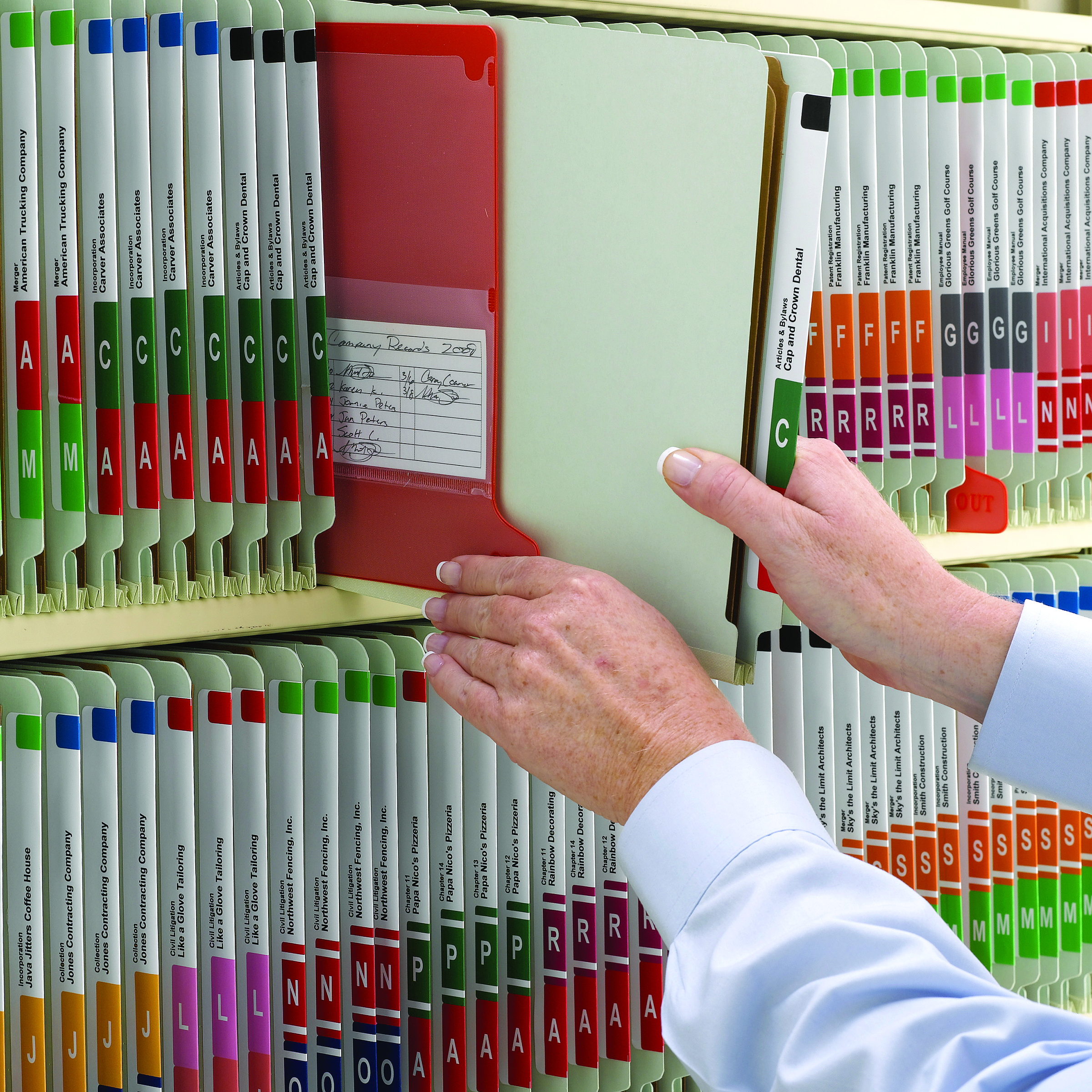 Smead 26820  End Tab Pressboard Classification Folder with SafeSHIELD Fasteners, 3 Dividers, Gray/Green (26820) - Total of 50