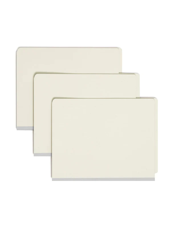 Smead 26820  End Tab Pressboard Classification Folder with SafeSHIELD Fasteners, 3 Dividers, Gray/Green (26820) - Total of 50