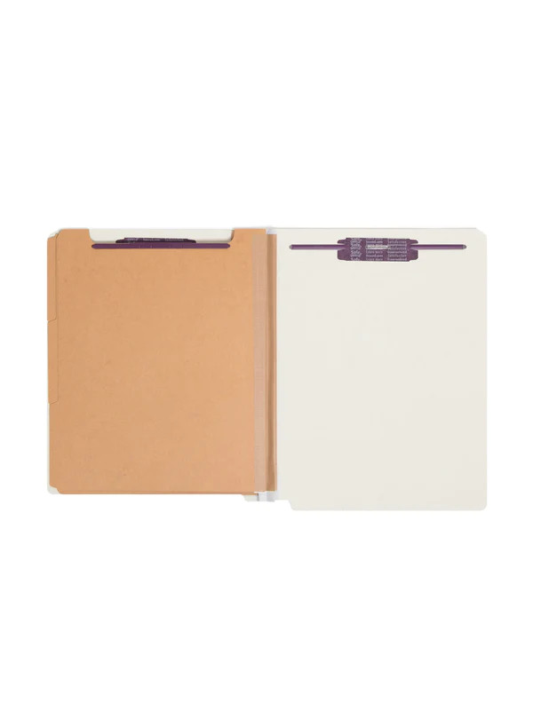 Smead 26820  End Tab Pressboard Classification Folder with SafeSHIELD Fasteners, 3 Dividers, Gray/Green (26820) - Total of 50