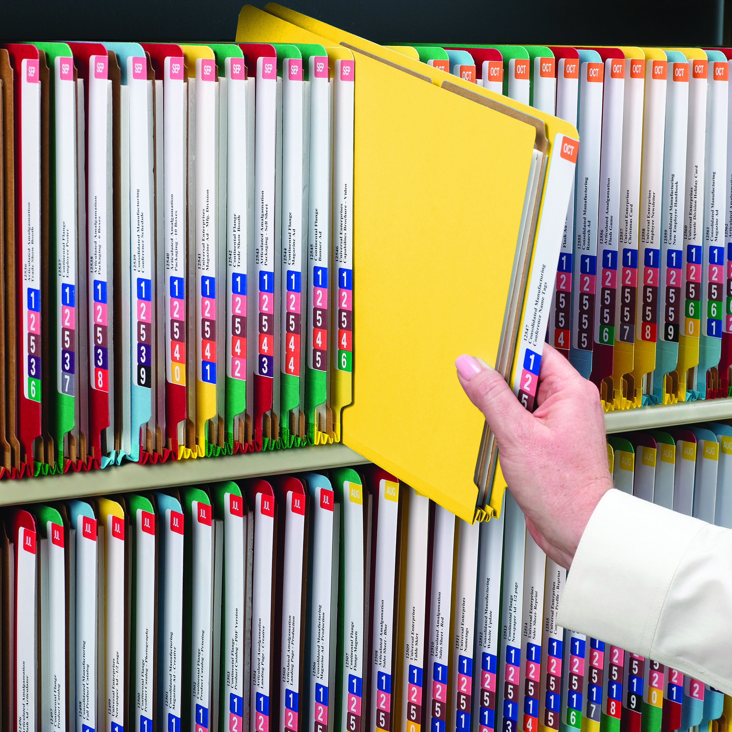 Smead 26789  End Tab Pressboard Classification Folder with SafeSHIELD Fasteners, 2 Dividers, Yellow (26789)