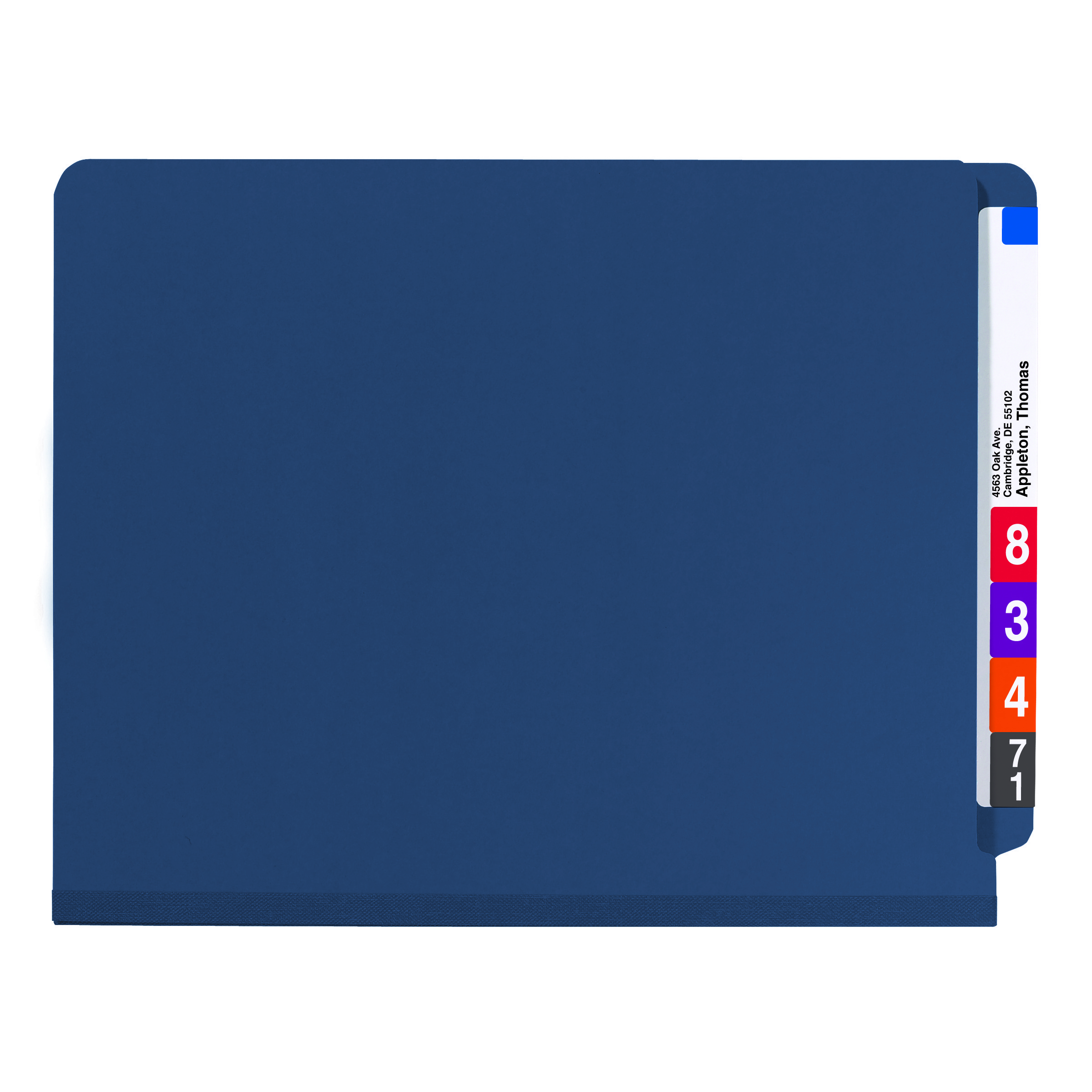 Smead 26784  End Tab Pressboard Classification Folder with SafeSHIELD Fasteners, 2 Dividers, Dark Blue, Letter Size (26784) - 10/Box
