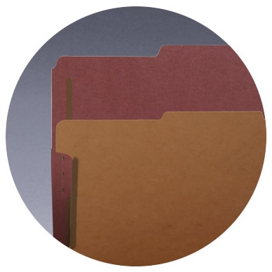 Smead 26783  End Tab Pressboard Classification Folder with SafeSHIELD Fasteners, 2 Dividers, Bright Red  (26783)