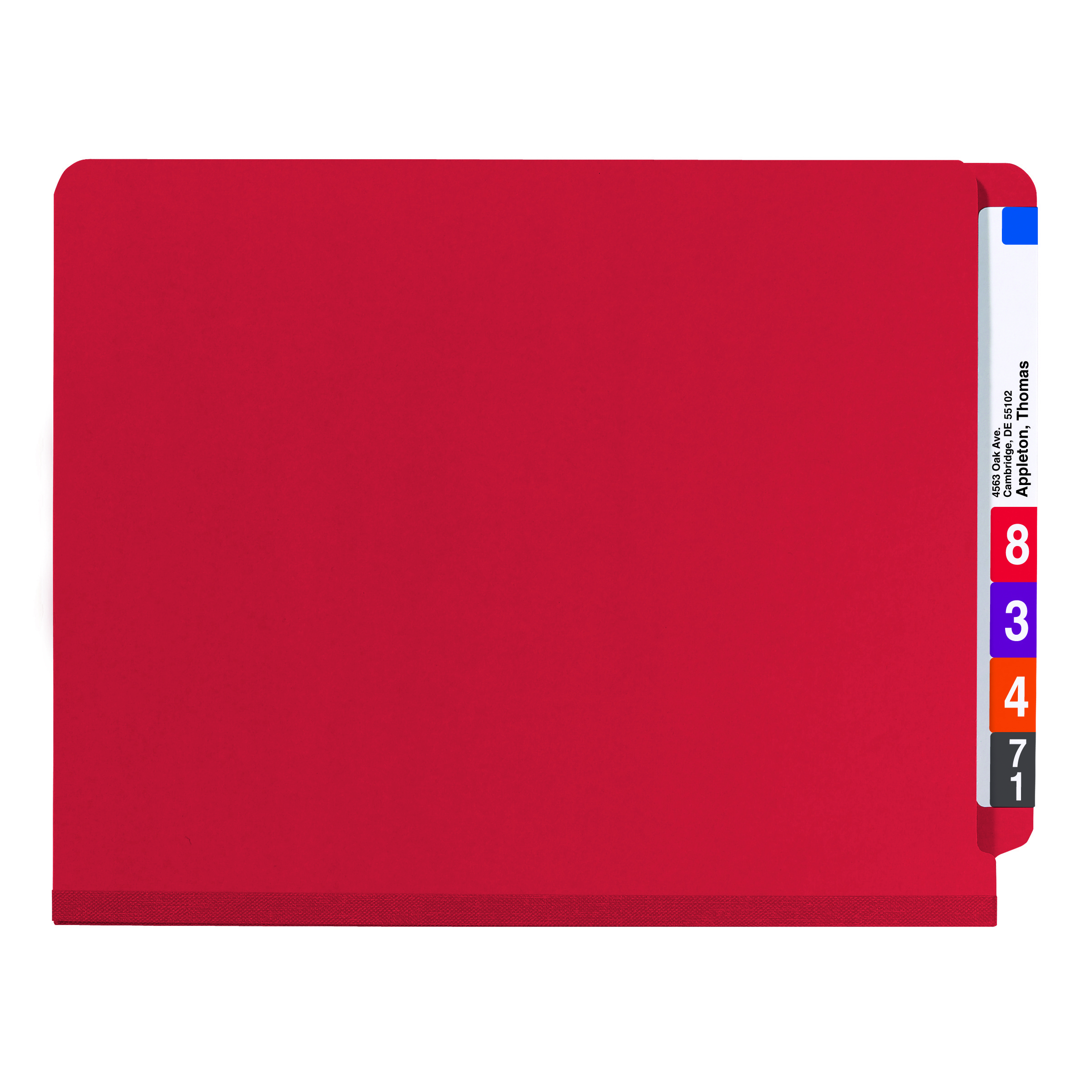 Smead 26783  End Tab Pressboard Classification Folder with SafeSHIELD Fasteners, 2 Dividers, Bright Red  (26783)