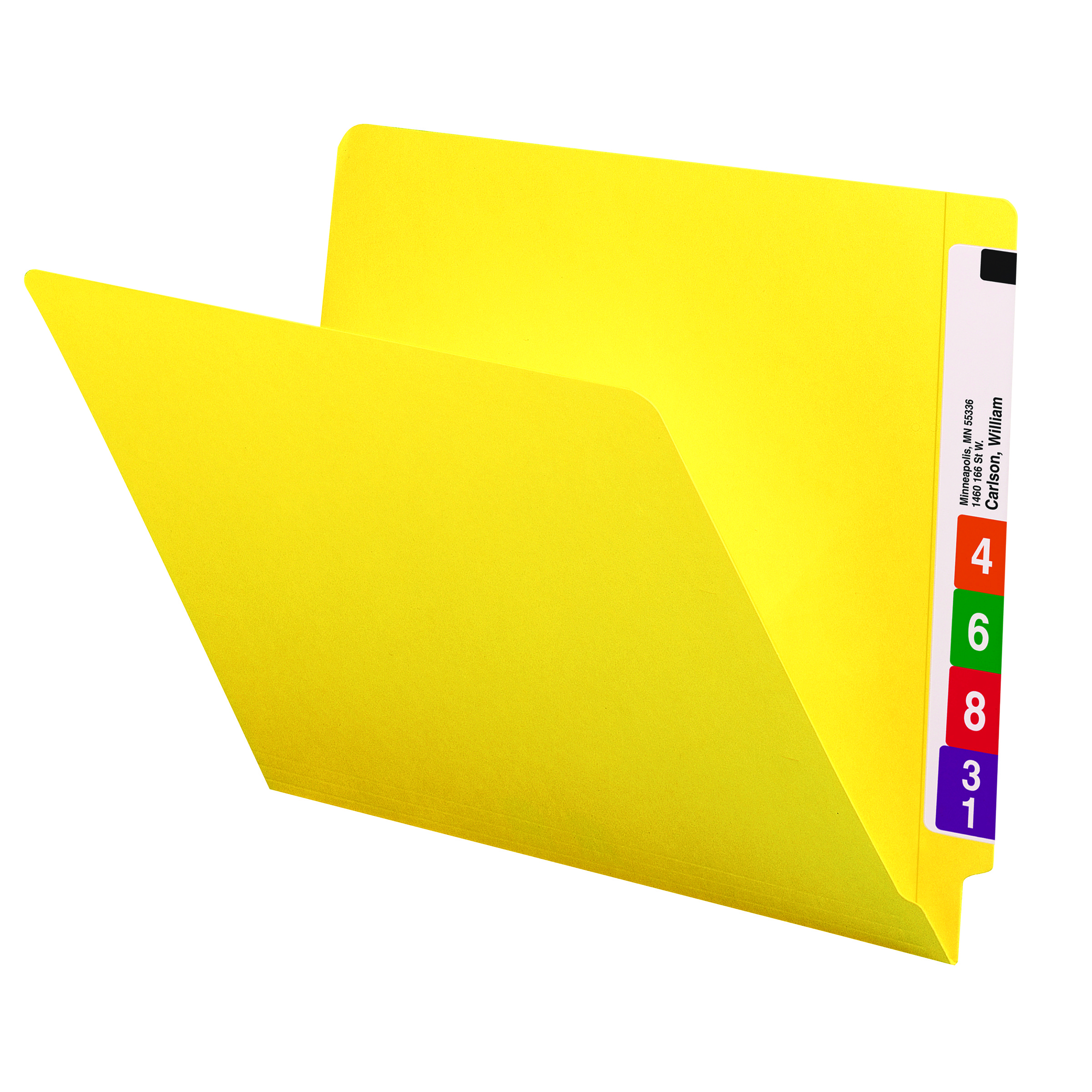 Smead 25910  Colored End Tab File Folder, Shelf-Master Reinforced Straight-Cut Tab, Letter Size, Yellow, 100 per Box (25910)