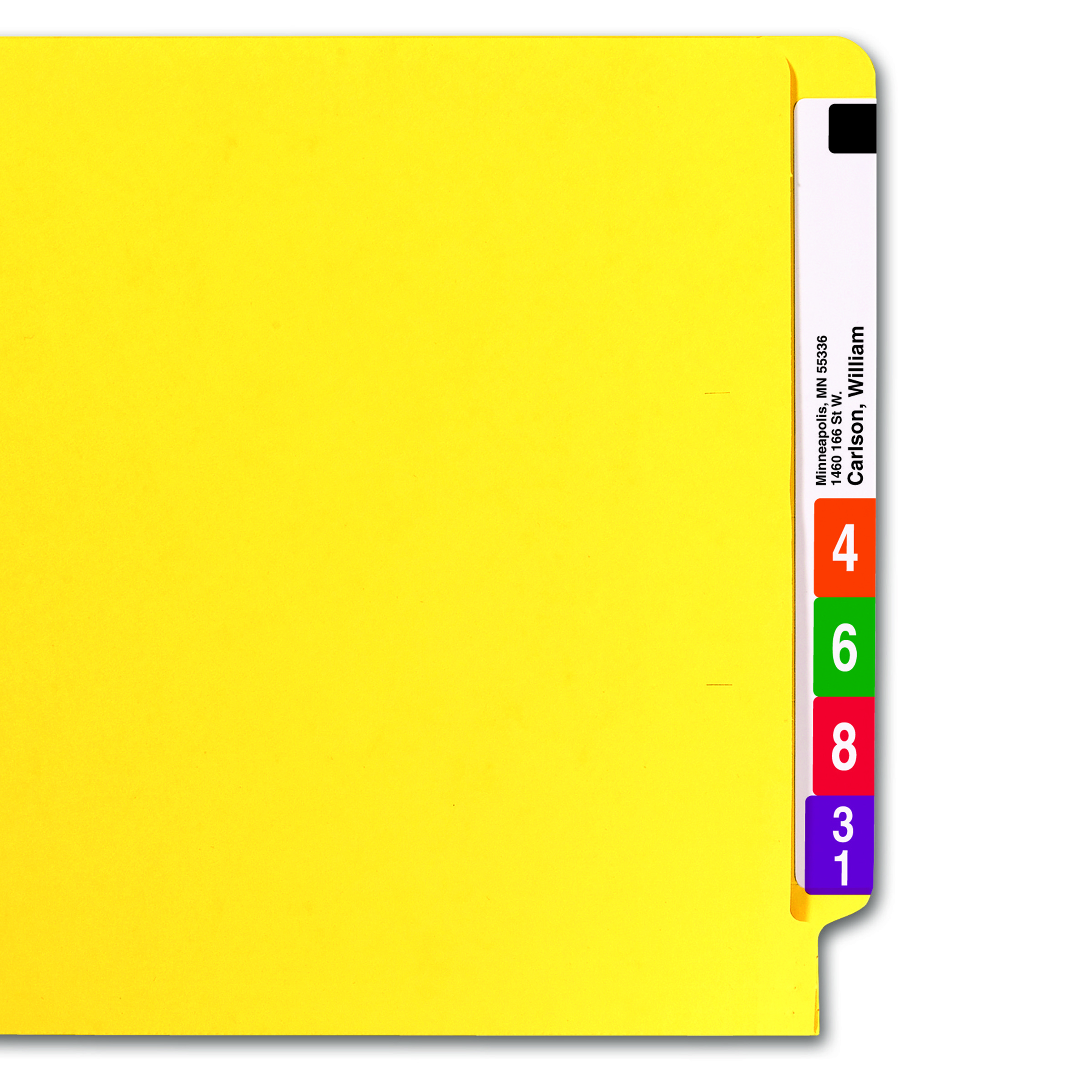 Smead Colored End Tab File Folder, Shelf-Master Reinforced Straight-Cut Tab, Letter Size, Yellow, 100 per Box (25910)