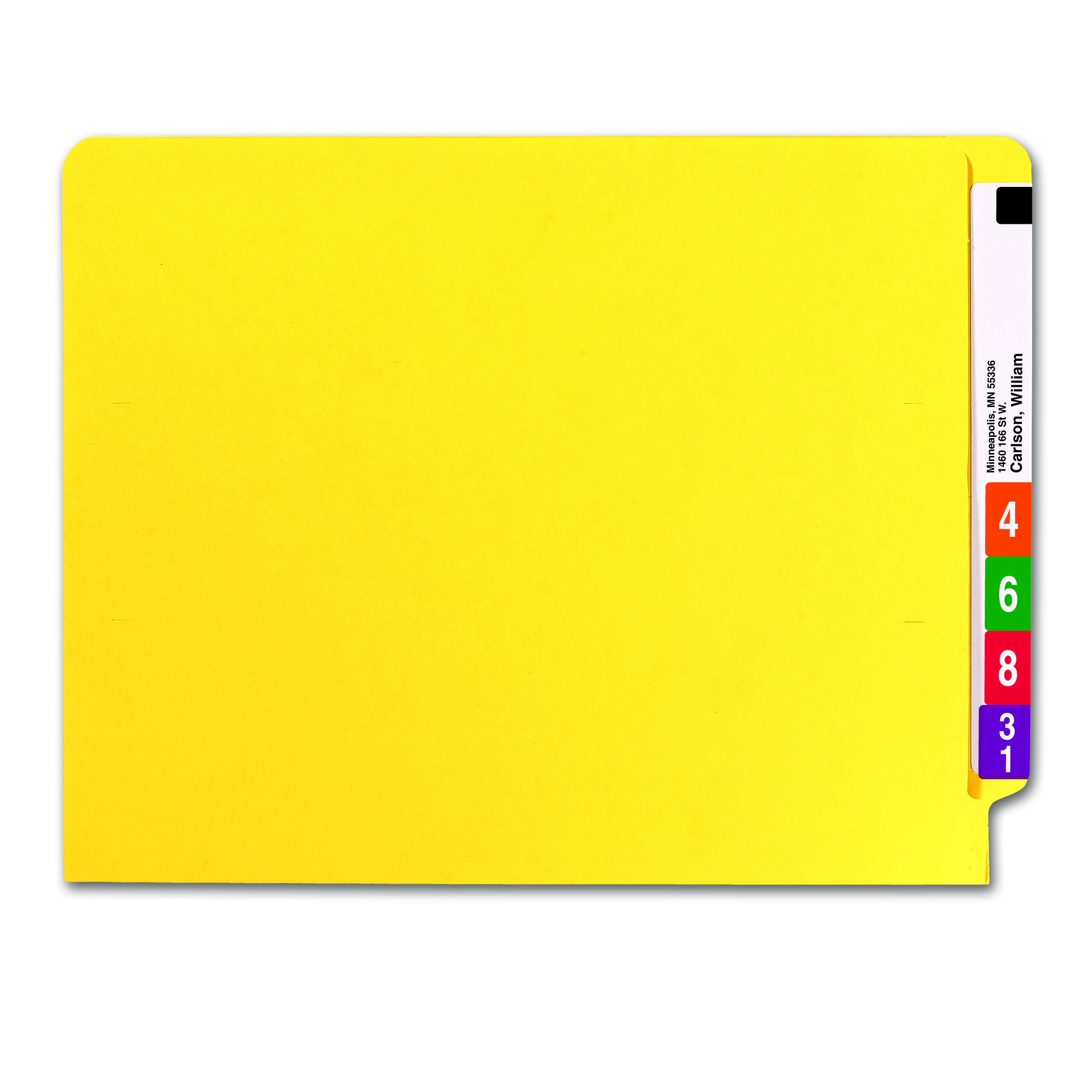 Smead Colored End Tab File Folder, Shelf-Master Reinforced Straight-Cut Tab, Letter Size, Yellow, 100 per Box (25910)