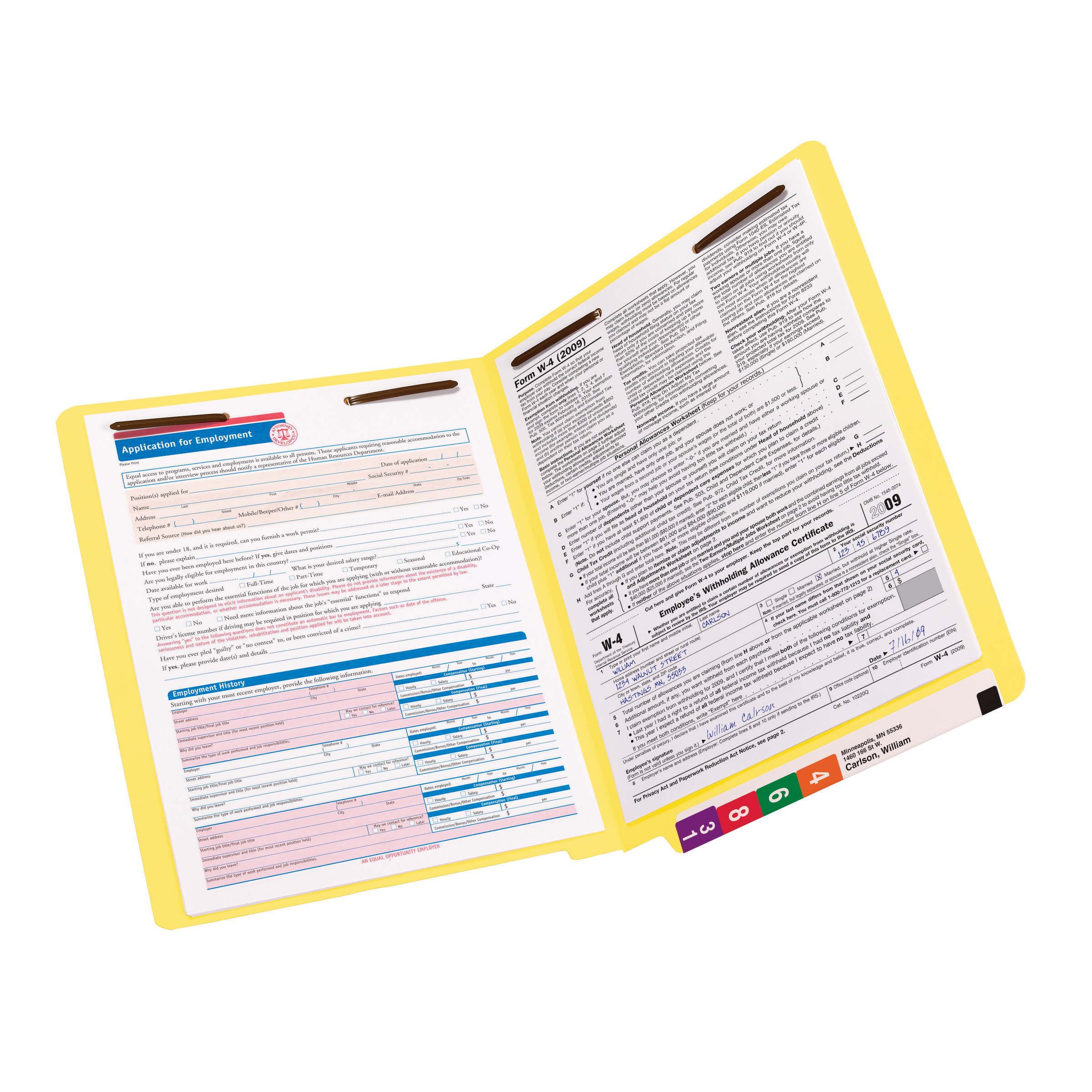 Smead 25940  End Tab Fastener File Folder, Shelf-Master Reinforced Straight-Cut Tab, 2 Fasteners, Letter Size, Yellow,  Total of 250