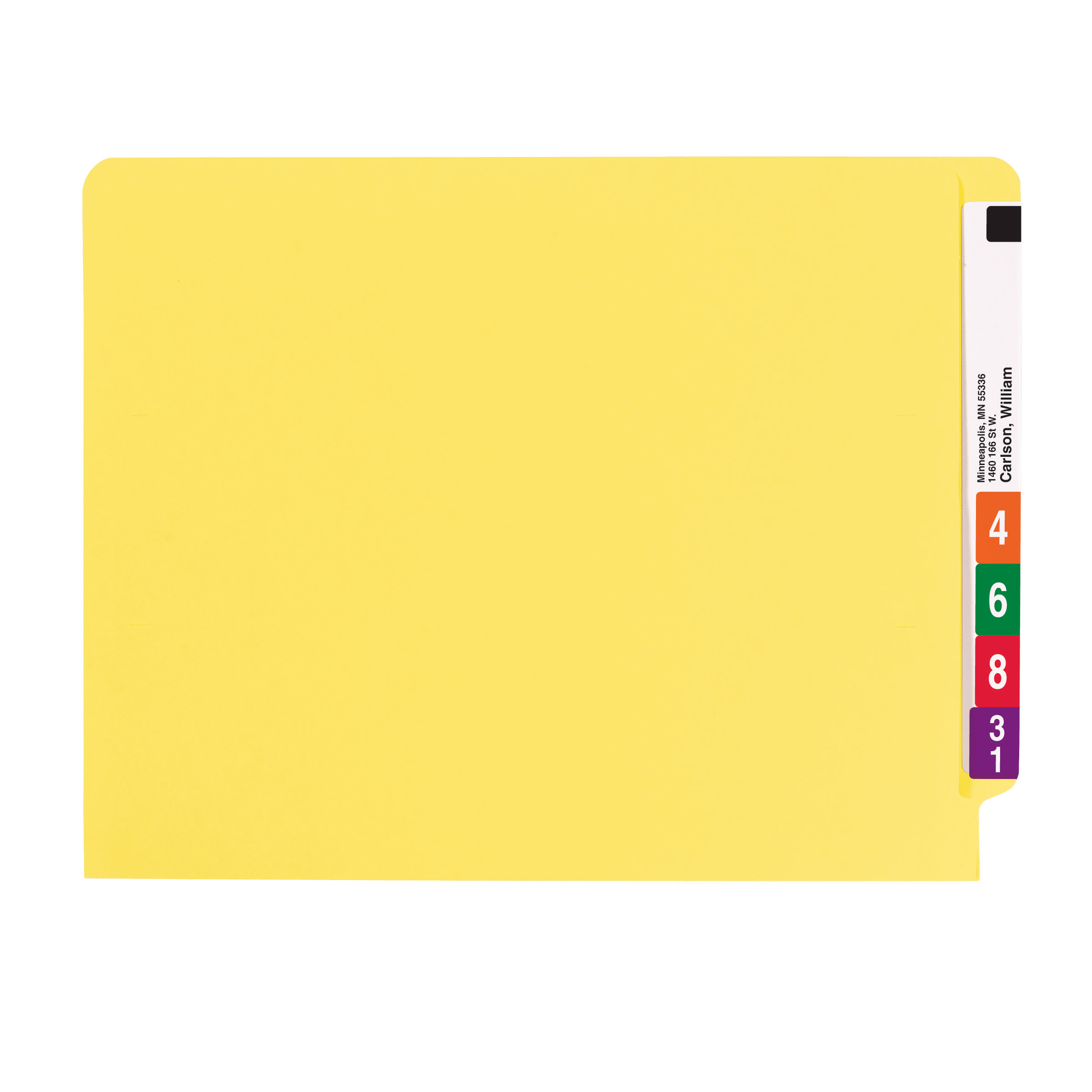 Smead 25940  End Tab Fastener File Folder, Shelf-Master Reinforced Straight-Cut Tab, 2 Fasteners, Letter Size, Yellow,  Total of 250
