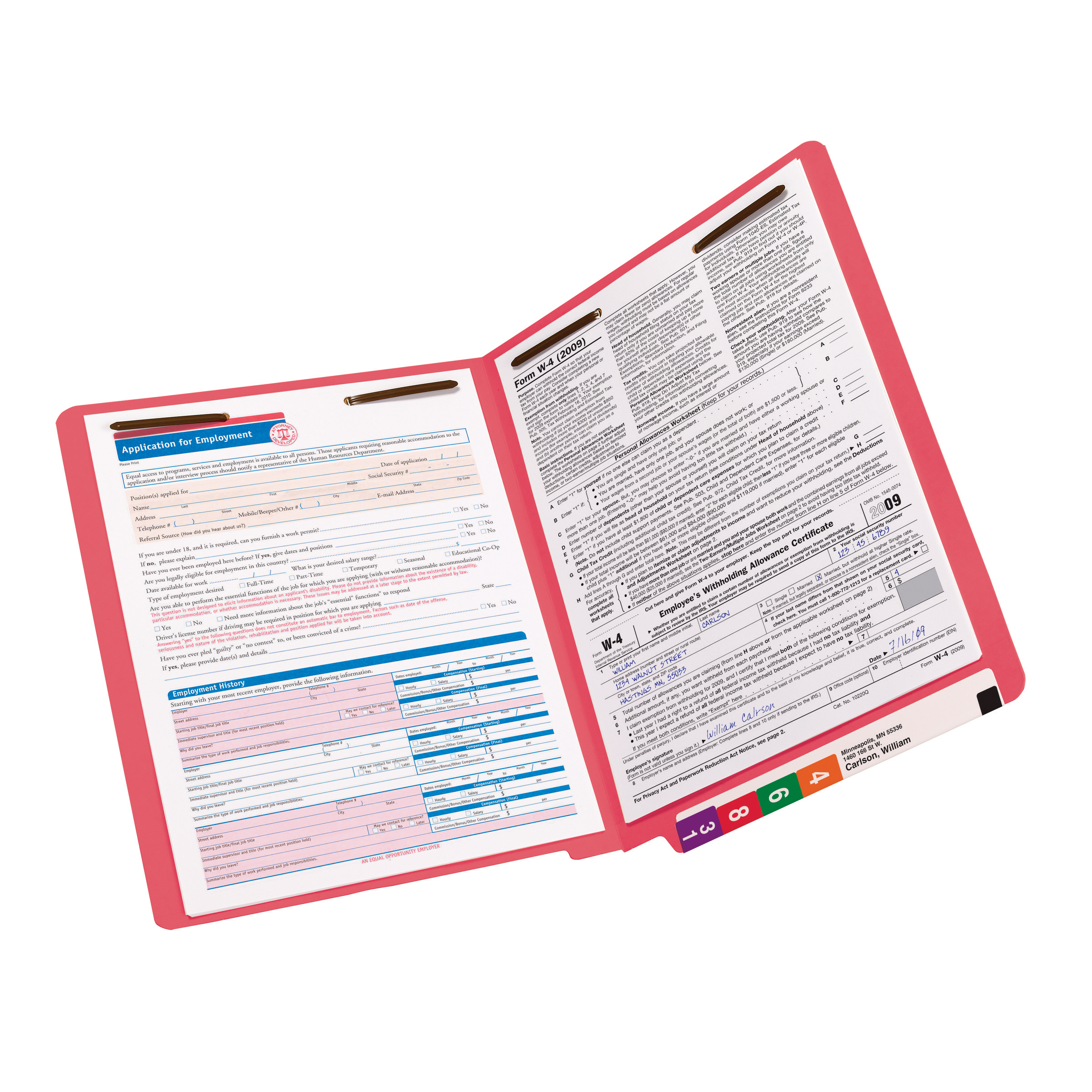 Smead 25740  End Tab Fastener File Folder, Shelf-Master Reinforced Straight-Cut Tab, 2 Fasteners, Letter Size, Red,  Total of 250