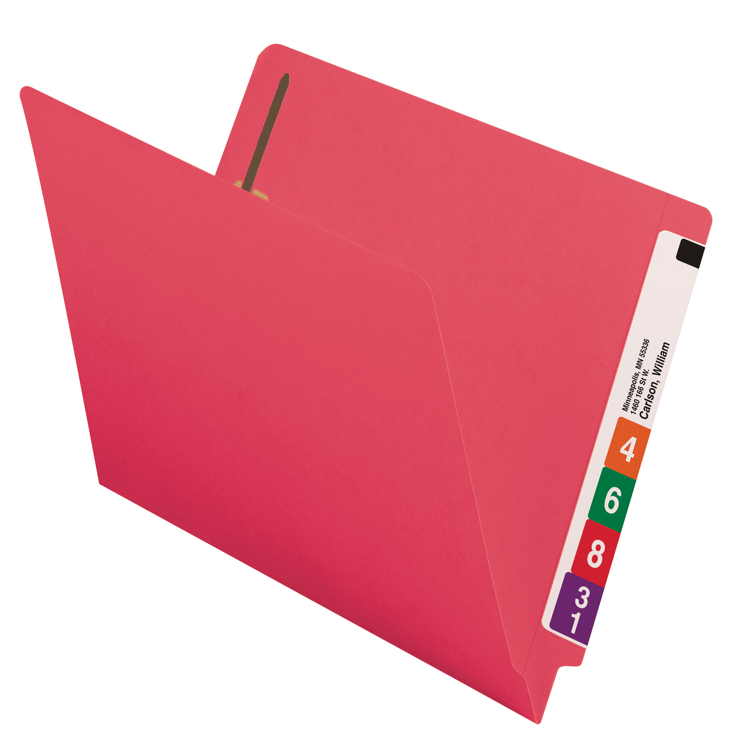 Smead 25740  End Tab Fastener File Folder, Shelf-Master Reinforced Straight-Cut Tab, 2 Fasteners, Letter Size, Red,  Total of 250
