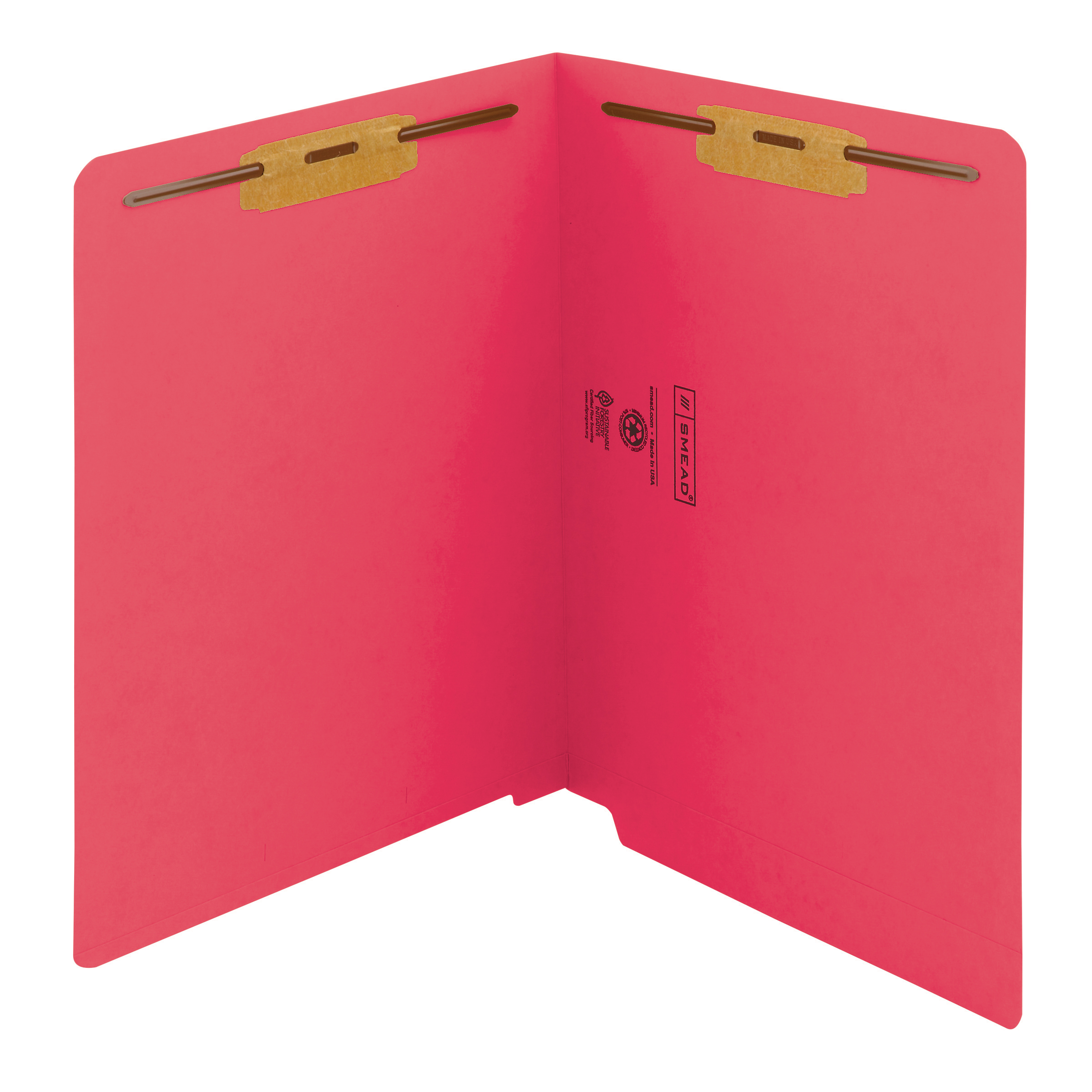 Smead 25740  End Tab Fastener File Folder, Shelf-Master Reinforced Straight-Cut Tab, 2 Fasteners, Letter Size, Red,  Total of 250