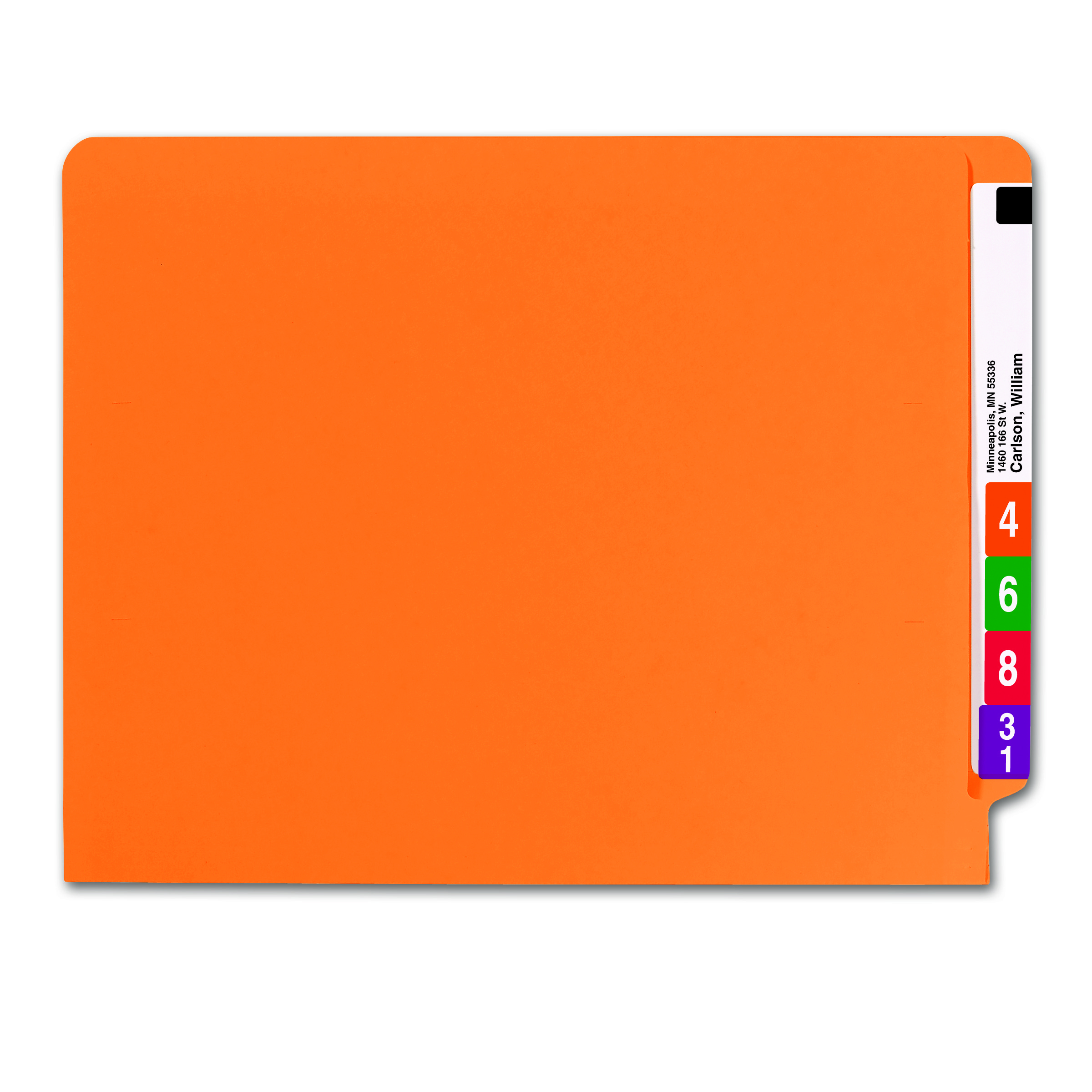 Smead Colored End Tab File Folder, Shelf-Master Reinforced Straight-Cut Tab, Letter Size, Orange, 100 per Box (25510)