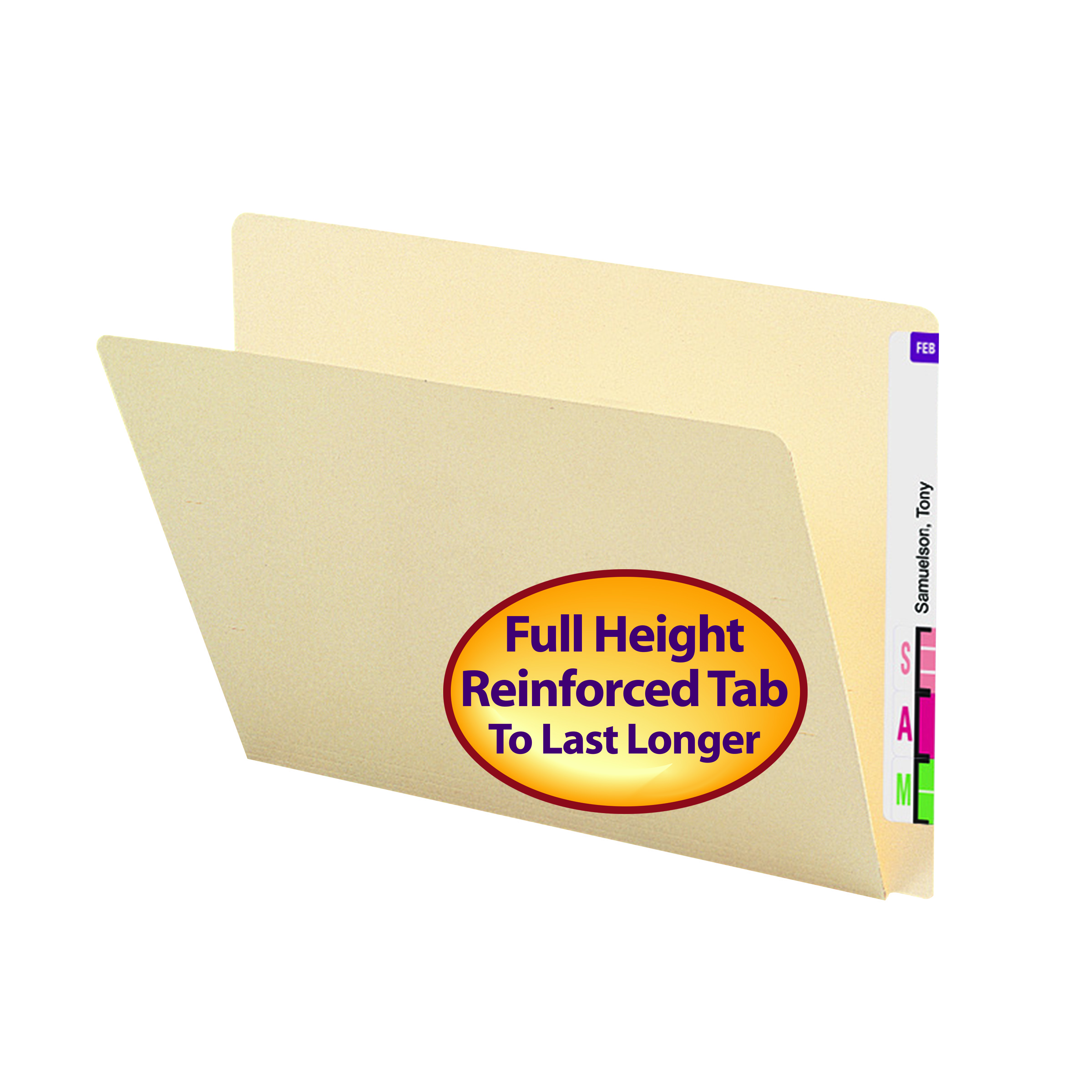 Smead 24250  End Tab File Folder, Straight-Cut Extended Tab, Letter Size, Manila, 100 per Box (24250)