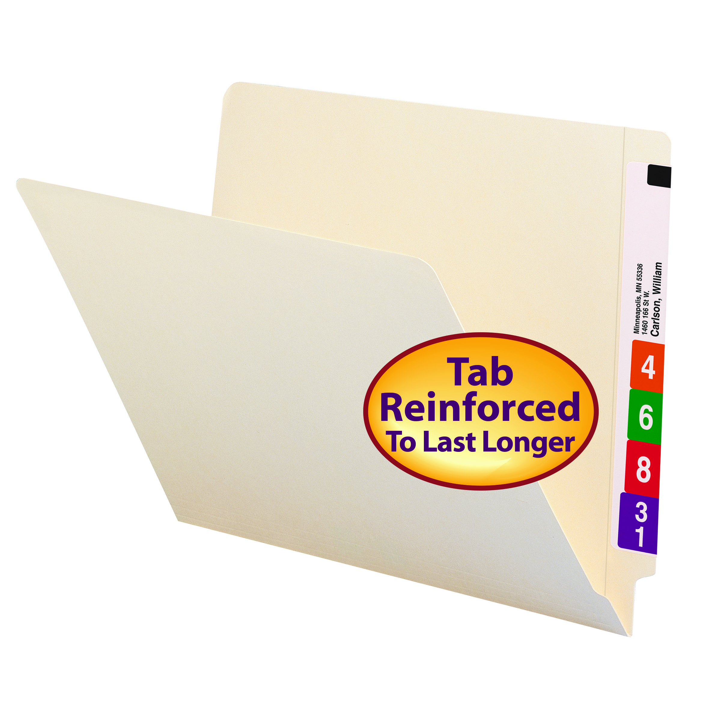 Smead End Tab File Folder, Shelf-Master Reinforced Straight-Cut Tab, Letter Size, Manila, Carton of 500