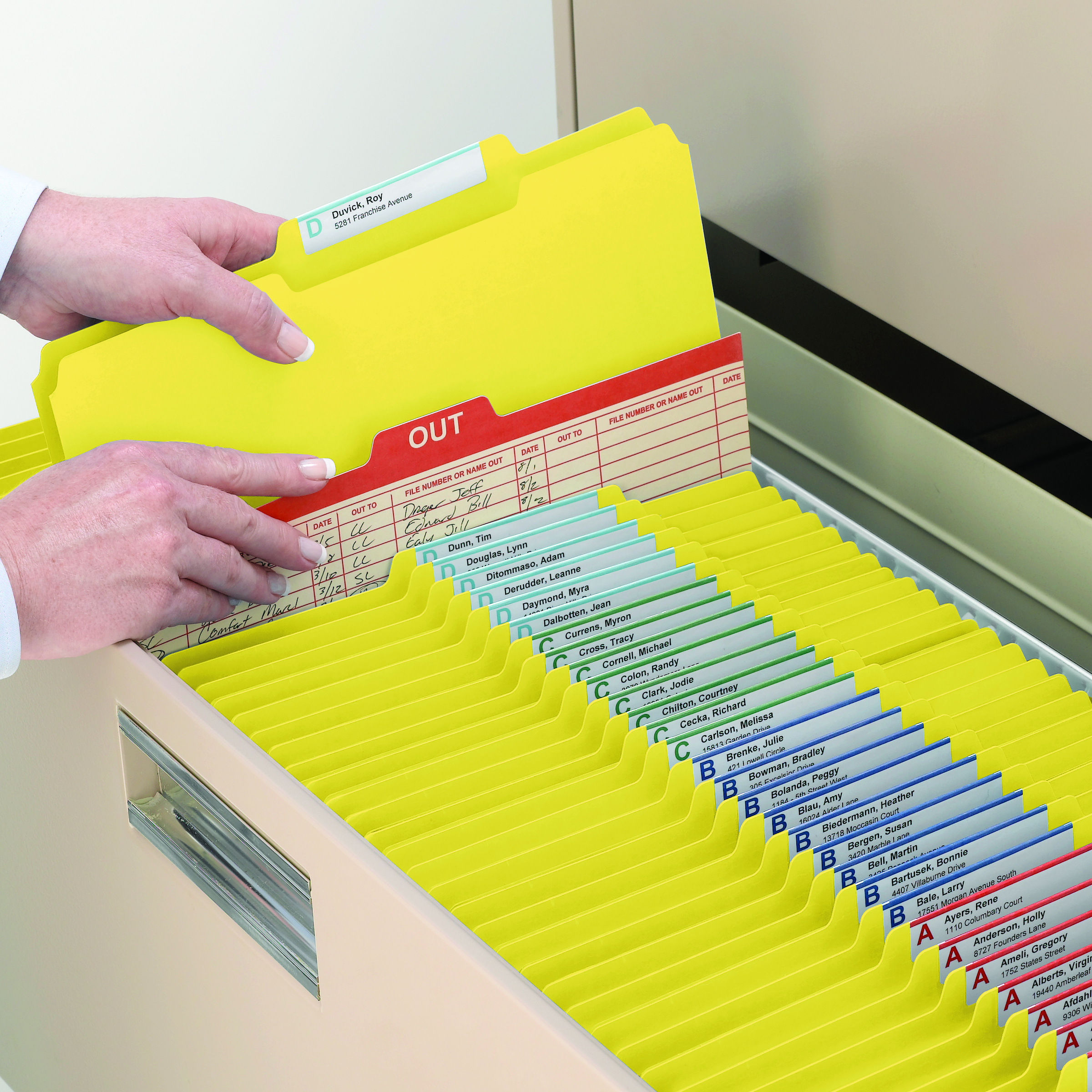 Smead 21562  Pressboard File Folder, 1/3-Cut Tab, 1" Expansion, Letter Size, Yellow, 25 per Box (21562)