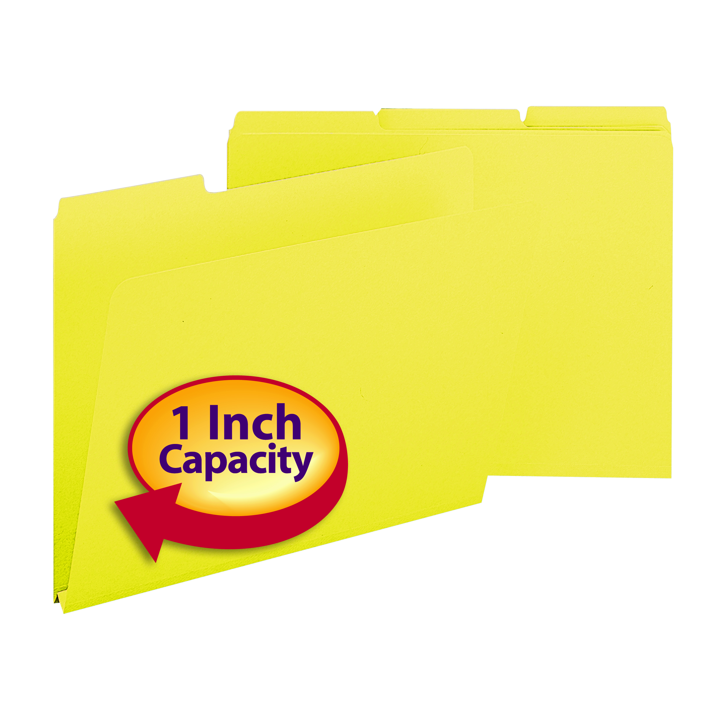 Smead 21562  Pressboard File Folder, 1/3-Cut Tab, 1" Expansion, Letter Size, Yellow, 25 per Box (21562)