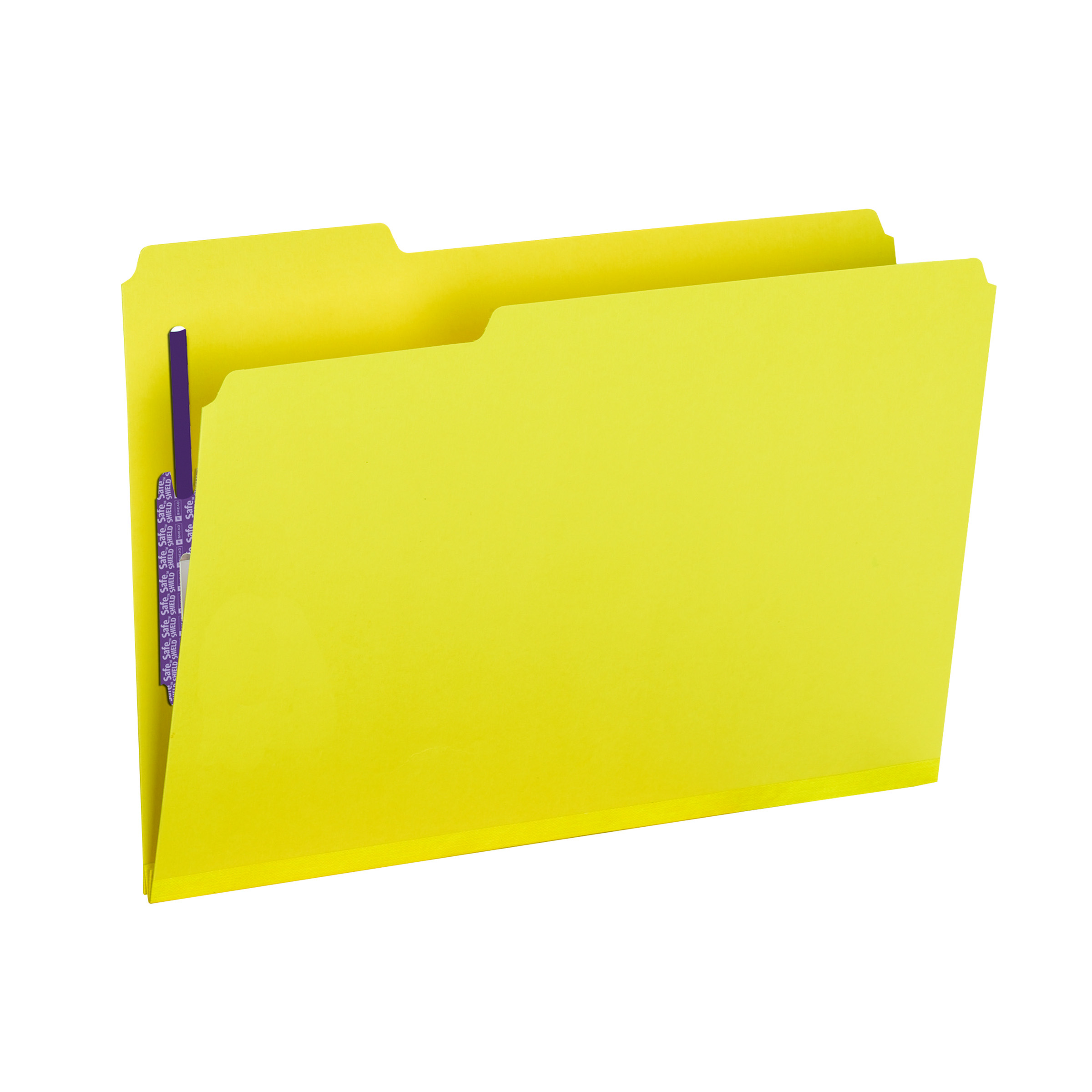 Smead 19939  Pressboard File Folder with SafeSHIELD Fasteners, 2 Fasteners, 1/3-Cut Tab, 2" Expansion, Legal Size, Yellow, 25 per Box (19939)