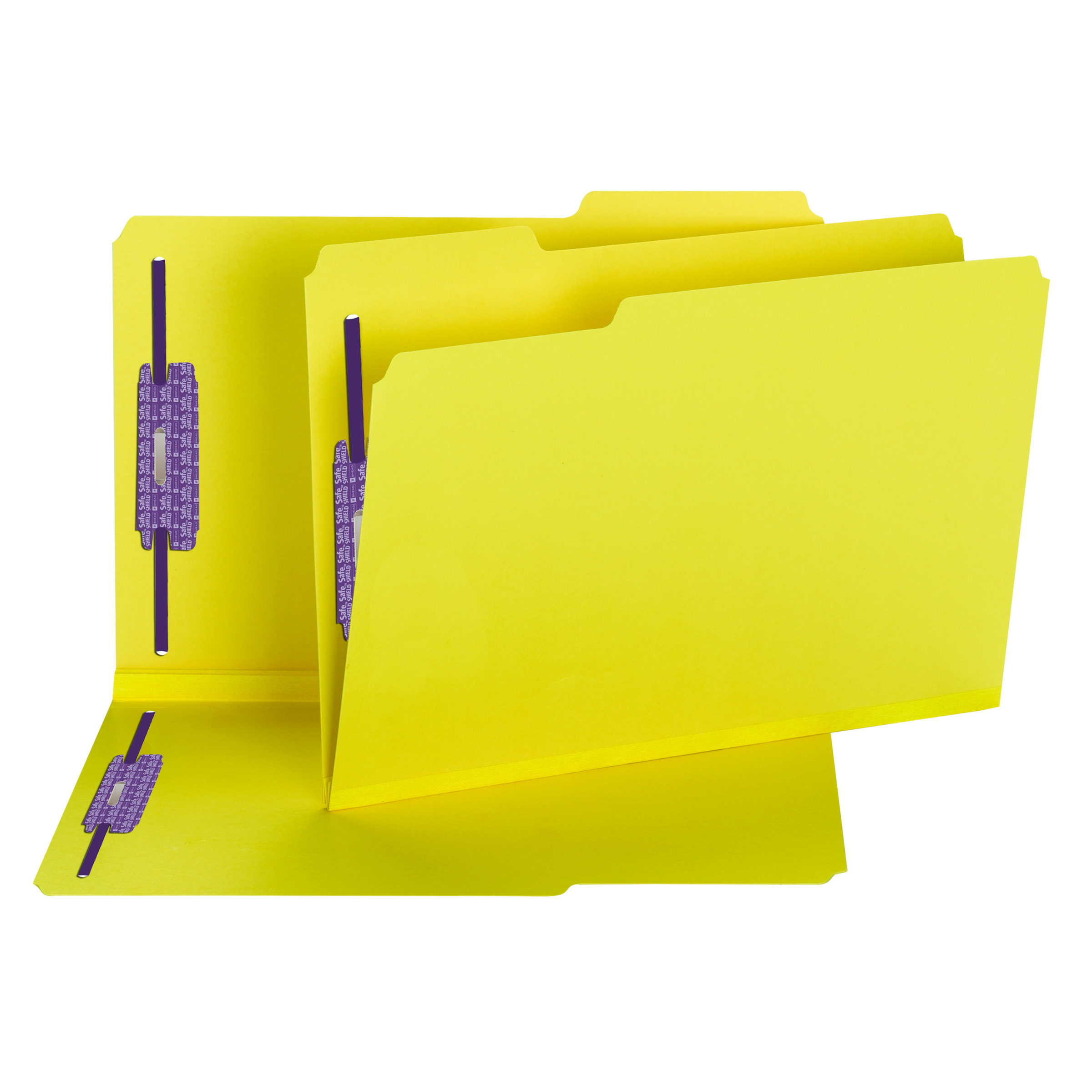 Smead 19939  Pressboard File Folder with SafeSHIELD Fasteners, 2 Fasteners, 1/3-Cut Tab, 2" Expansion, Legal Size, Yellow, 25 per Box (19939)