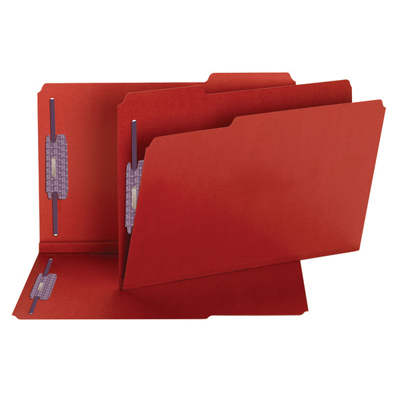 Smead 19936  Pressboard File Folder with SafeSHIELD Fasteners, 2 Fasteners, 1/3-Cut Tab, 2" Expansion, Legal Size, Bright Red, 25 per Box (19936)