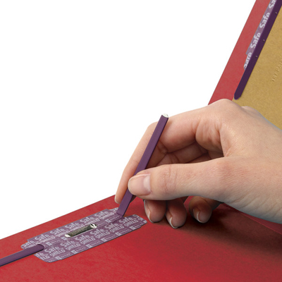 Smead 19936  Pressboard File Folder with SafeSHIELD Fasteners, 2 Fasteners, 1/3-Cut Tab, 2" Expansion, Legal Size, Bright Red, 25 per Box (19936)